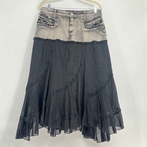 CANDIES WhimseyGoth Midi Skirt 11  Steampunk Grunge Witchy Western - Picture 1 of 8